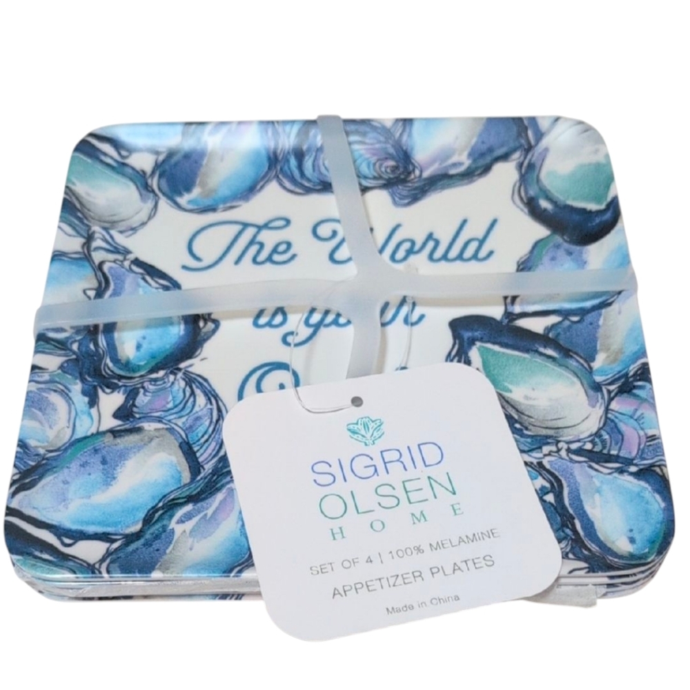 Sigrid Olsen Home The World is Your Oyster Appetizer Plates Set of 4